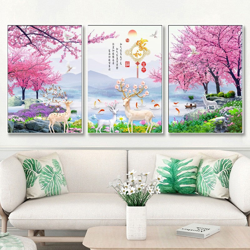 60x120CM -  Flower and Deer DIY 5D full Diamond Painting no frame