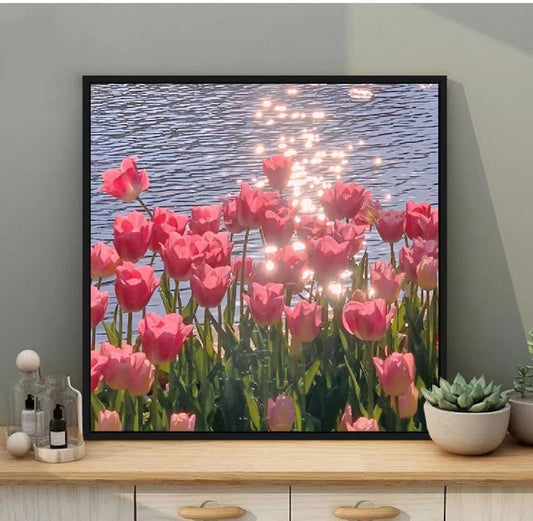 40x40cm Flower DIY Oil Painting By Numbers Canvas Wall Art For Living Room Home Decor