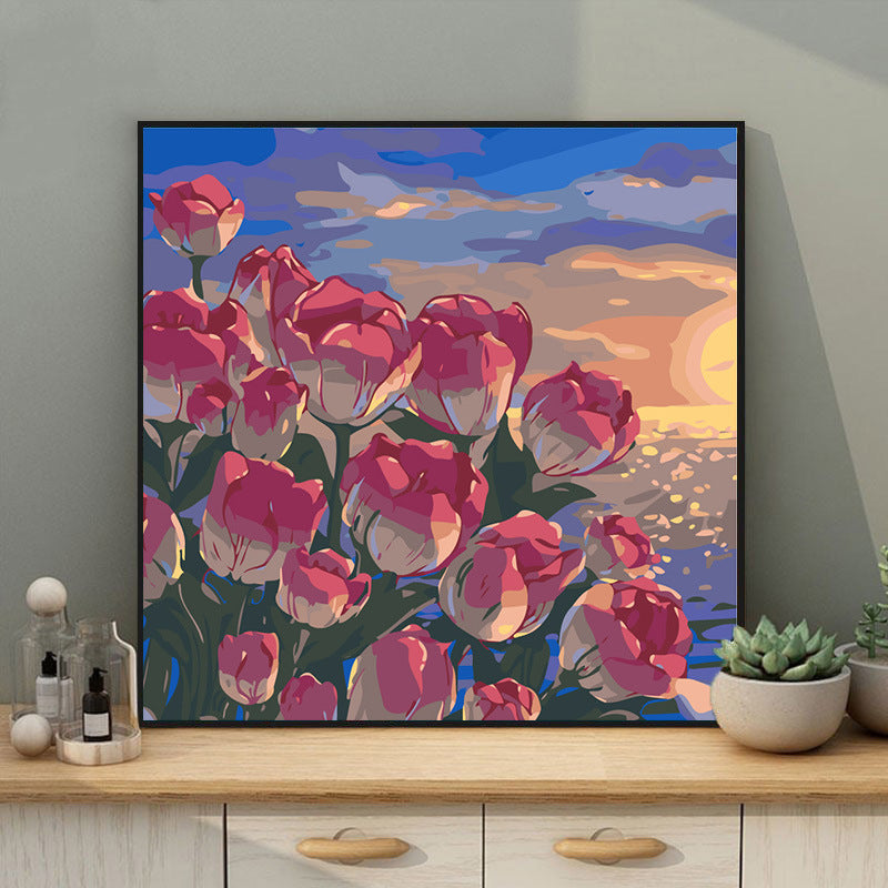 40x40cm Flower DIY Oil Painting By Numbers Canvas Wall Art For Living Room Home Decor