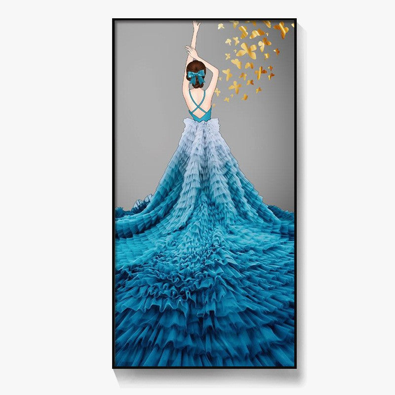 50x90cm Blue drss girl 5d diy diamond painting full drill NO FRAME