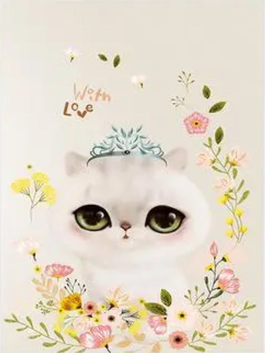 60x80CM - White Cat DIY 5D full Diamond Painting no frame