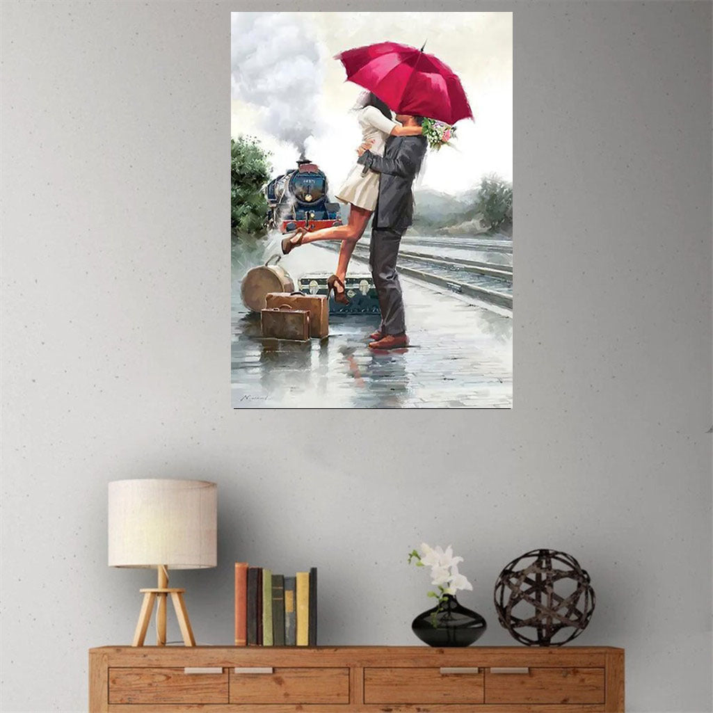 50x70cm Rain couple 5d diy diamond painting full drill NO FRAME