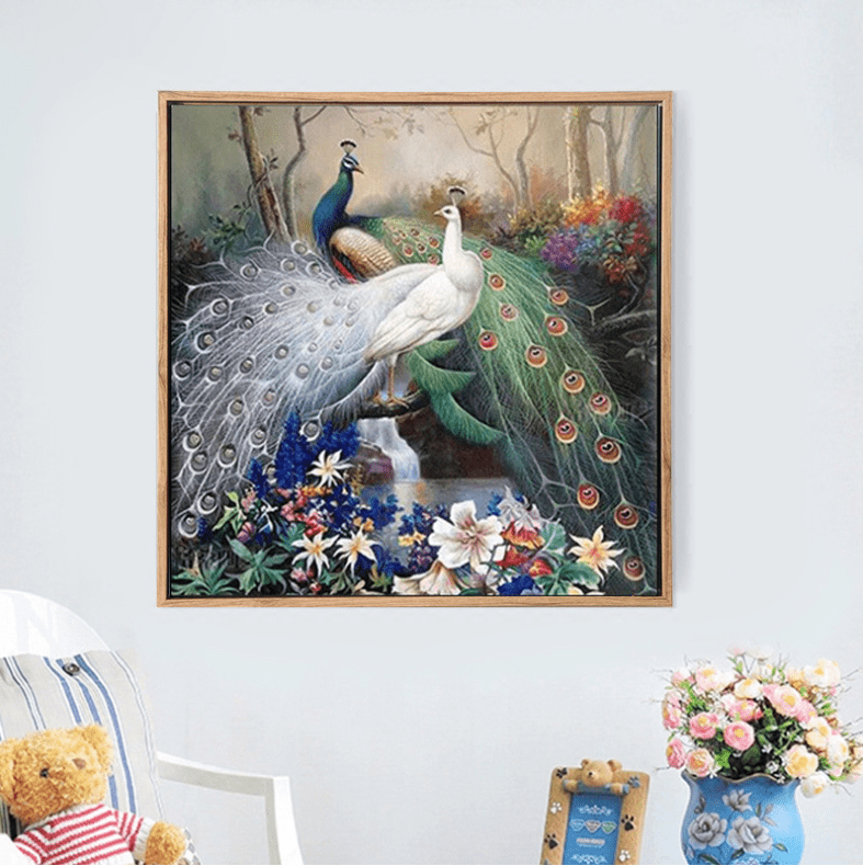 80x80cm Peacock Cross Stitch Kits 11CT Stamped Full Range of Embroidery Starter Kit for Beginners Pre-Printed Pattern