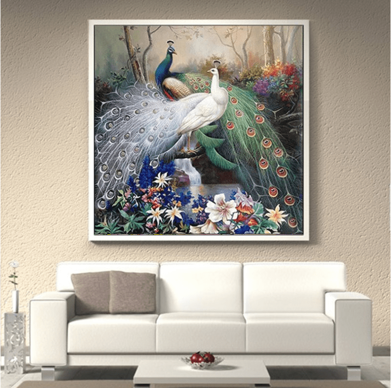 80x80cm Peacock Cross Stitch Kits 11CT Stamped Full Range of Embroidery Starter Kit for Beginners Pre-Printed Pattern