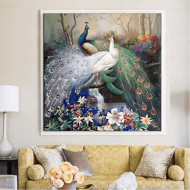 80x80cm Peacock Cross Stitch Kits 11CT Stamped Full Range of Embroidery Starter Kit for Beginners Pre-Printed Pattern