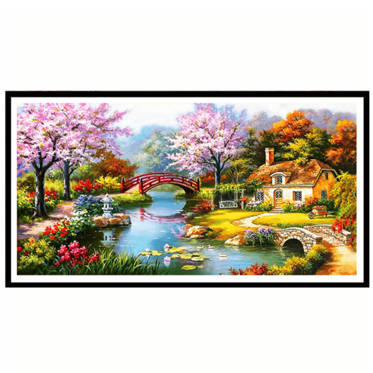 153x82cm Dream home Cross Stitch Kits 11CT Stamped Full Range of Embroidery Starter Kit for Beginners Pre-Printed Pattern