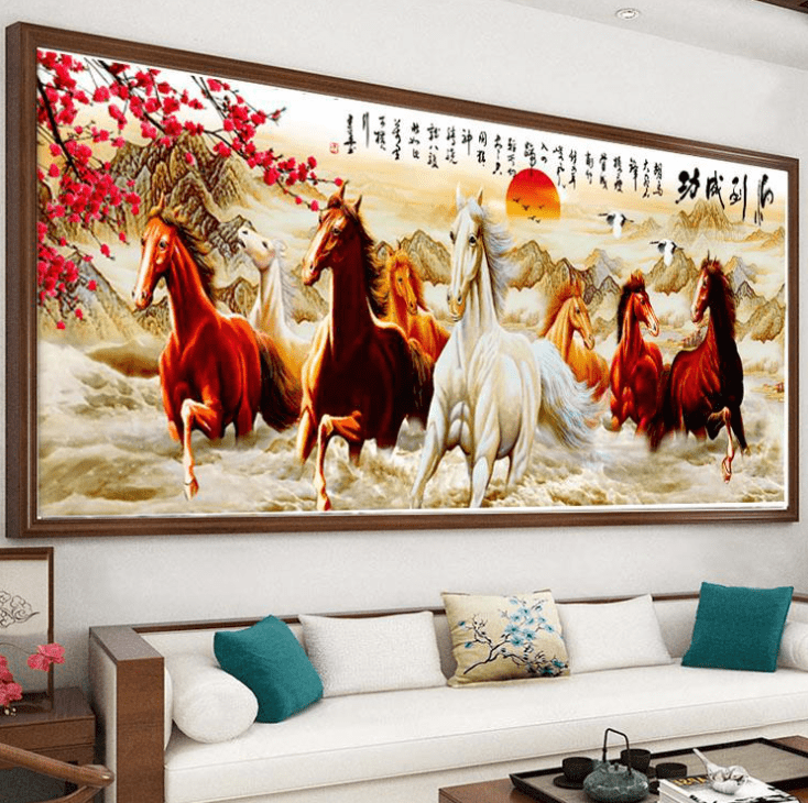 150x65cm Horse Cross Stitch Kits 11CT Stamped Full Range of Embroidery Starter Kit for Beginners Pre-Printed Pattern