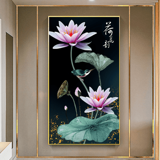 50X82cm Lotus Cross Stitch Kits 11CT Stamped Full Range of Embroidery Starter Kit for Beginners Pre-Printed Pattern