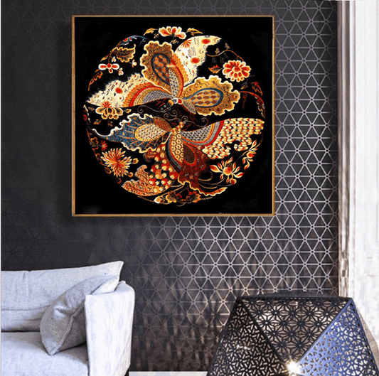 60x60 cm Dragon vs Phoenix vs Butterfly Cross Stitch Kits 11CT Stamped Full Range of Embroidery Starter Kit for Beginners Pre-Printed Pattern