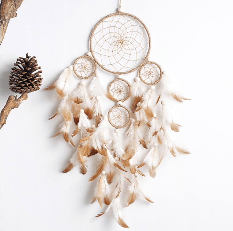 Handmade Dream Catcher With Light Room Decor Feather Weaving Wind Chimes Religious Mascot