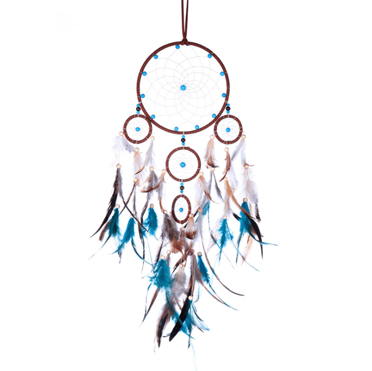 Handmade Dream Catcher With Light Room Decor Feather Weaving Wind Chimes Religious Mascot