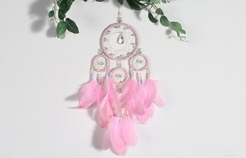 Handmade Dream Catcher With Light Room Decor Feather Weaving Wind Chimes Religious Mascot