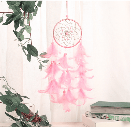 Handmade Dream Catcher With Light Room Decor Feather Weaving Wind Chimes Religious Masco