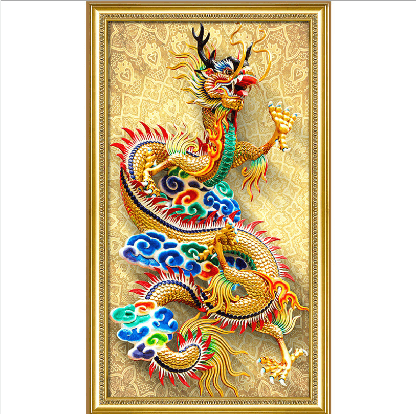 50x80cm Dragon Cross Stitch Kits 11CT Stamped Full Range of Embroidery Starter Kit for Beginners Pre-Printed Pattern