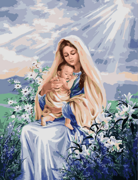 Virgin and child  No Framed DIY Oil Painting By Numbers Canvas Wall Art For Living Room Home Decor 40*50CM