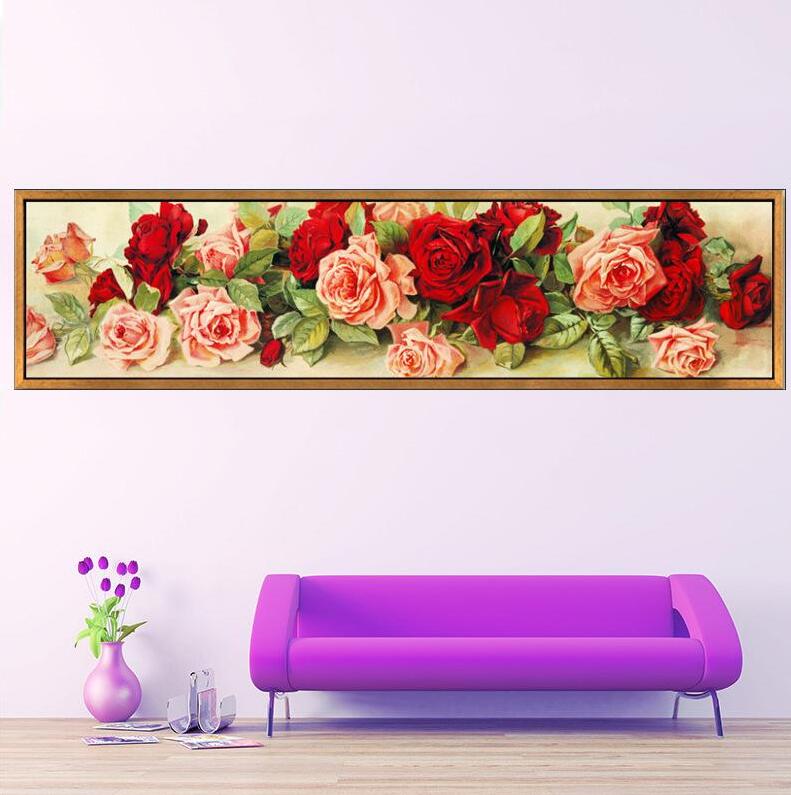 140x40CM Rose 5D Full Diamond Painting DIY Pictures M2884