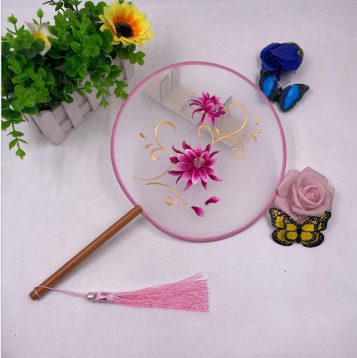 Embroidered Round Fan silk Fan For Wedding Event Party Decor Gift (9  styles  available)