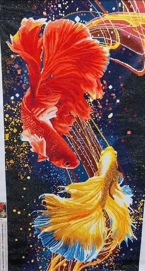 50x90CM-Koi- DIY 5D full Diamond Painting Round beads NO FRAME M6561