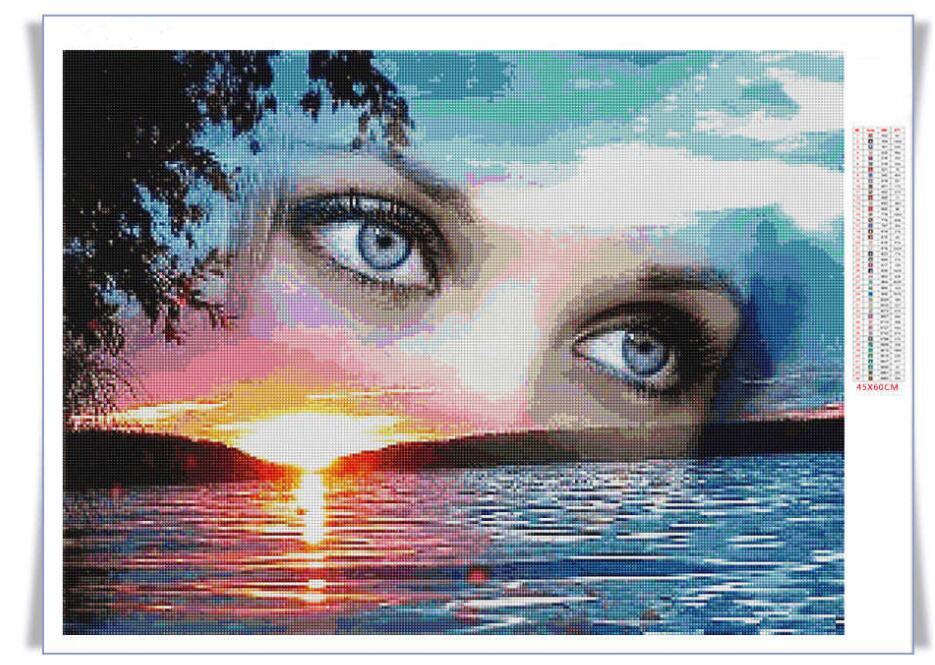 45x60CM-Landscape and eye- DIY 5D full Diamond Painting NO FRAME