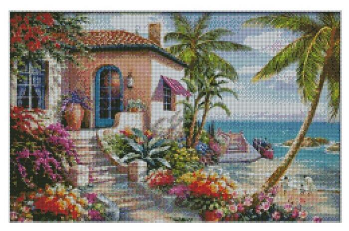 70x50cm Ocean Bay Villa  5d diy diamond painting full drill NO FRAME (AB BEADS) M7594