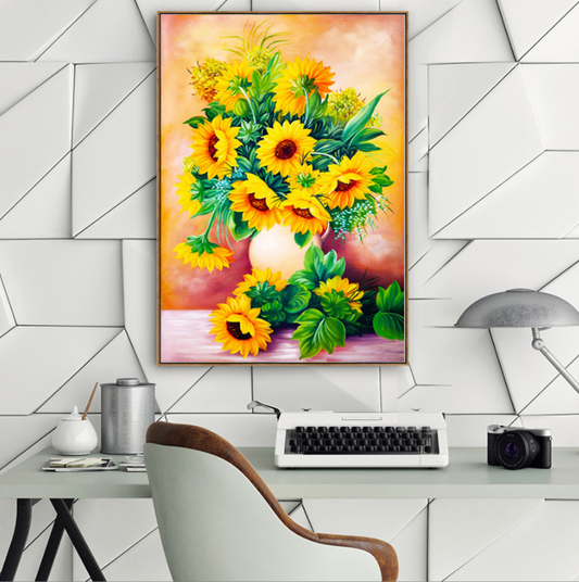 60x78cm Sunflower Cross Stitch Kits 11CT Stamped Need 4 Stands Full Range of Embroidery Starter Kit for Beginners Pre-Printed Pattern