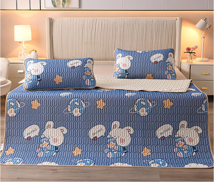 strawberry-3pcs Summer Cool Latex Bed Mat Set Anti-skid Sleeping Mat with Pillowcase Bed Protection Pad Ins Bedding Home Room Decor