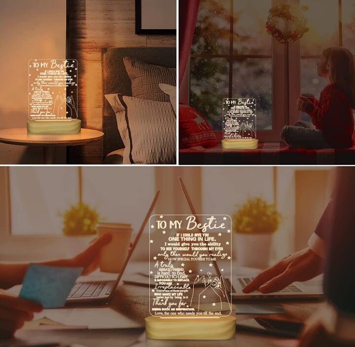 To My Bestie Gifts 3D Illusion Lamp I Love You Friends Night Light for Best Friend Birthday Holiday Friendship Gift