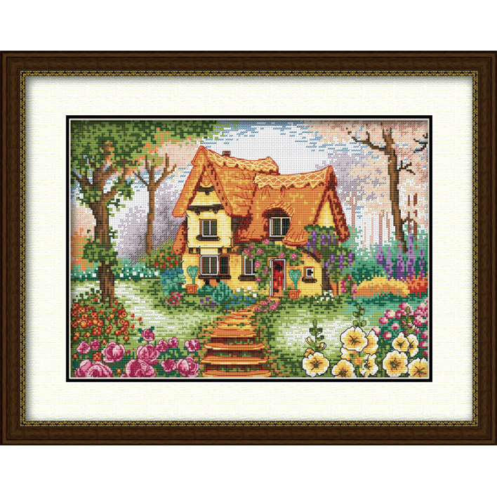 55X42CM house 3 strands 11CT Stamped Cross Stitch Full Range of Embroidery Starter Kit for Beginners Pre-Printed Pattern