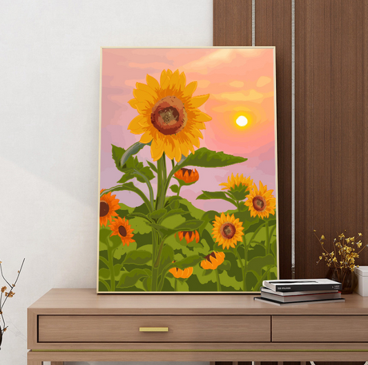 Sunflower DIY Oil Painting By Numbers with frame Canvas Wall Art For Living Room Home Decor 40x50cm