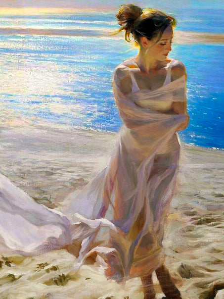 45x60cm girl on the beach 5d diy diamond painting full drill NO FRAME