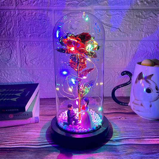 Proposal-Beauty and Beast Rose Flower with LED