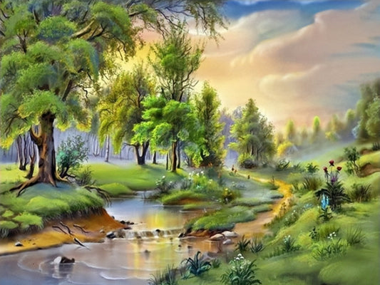 40x50cm  riverside 5d diy diamond painting full drill NO FRAME