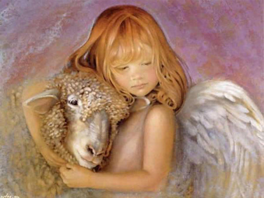 30x40cm Angel with sheep 5d diy diamond painting full drill NO FRAME