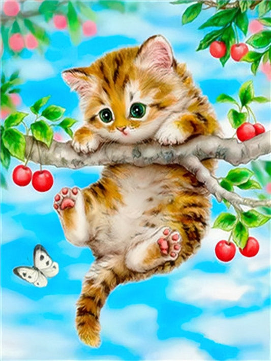 30x40cm cat hang on branch 5d diy diamond painting full drill NO FRAME A9728