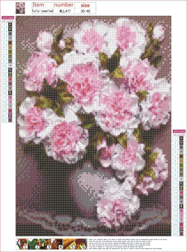 30X40CM-Pink Flower-5D Full Diamond Painting DIY Pictures M7198