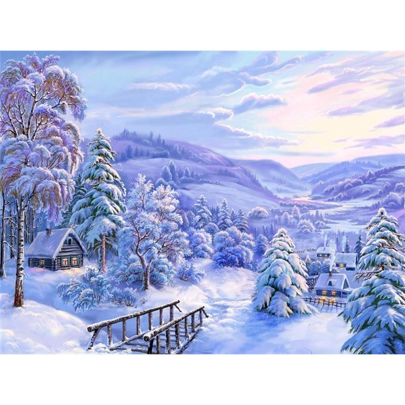 DIY 5D Diamond Painting House Diamond Embroidery Winter Snow Scenery Full Square/Round