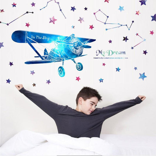 My Dream Wall Sticker Star Plane Bedroom Wall Decoration PVC Graffiti Sticker