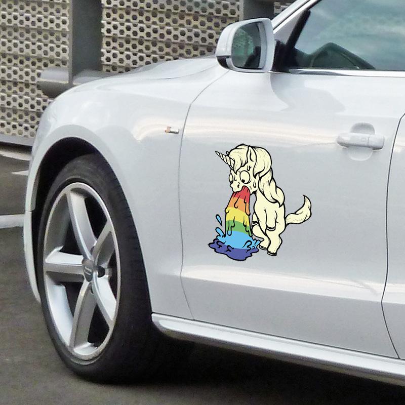 Funny Unicorn Vomiting Rainbow Toilet Sticker