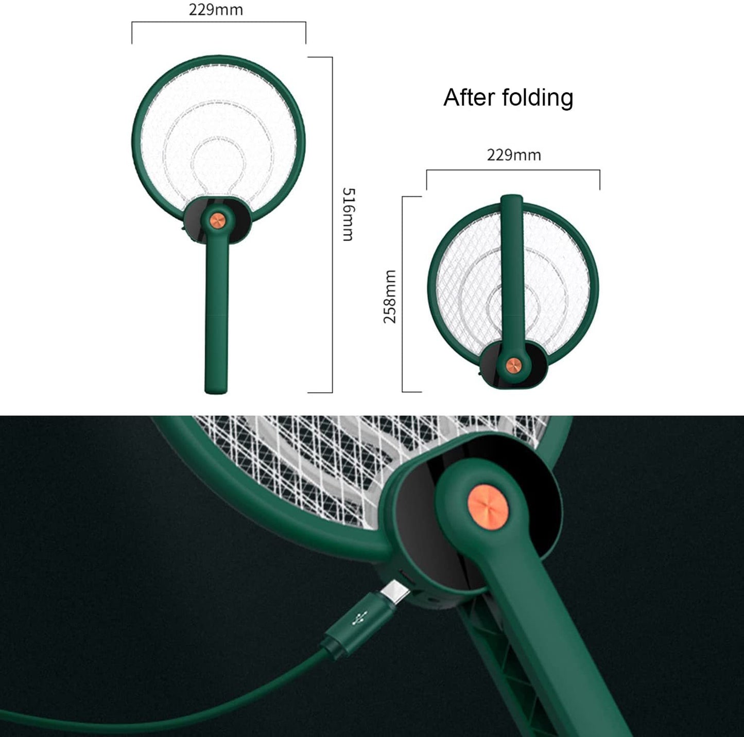 Mosquito Killer,Foldable Fly Swatter Bug Zapper Lamp,Racket 2 in 1,Auto-On Attract to Zap Flying Insects