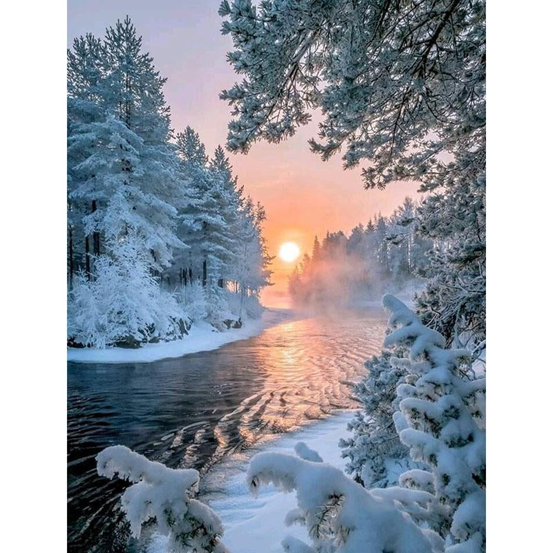 DIY 5D Diamond Painting House Diamond Embroidery Winter Snow Scenery Full Square/Round
