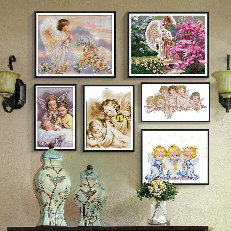 Angel Series Cross Stitch Kits 11CT Stamped Full Range of Embroidery Starter Kit for Beginners Pre-Printed Pattern