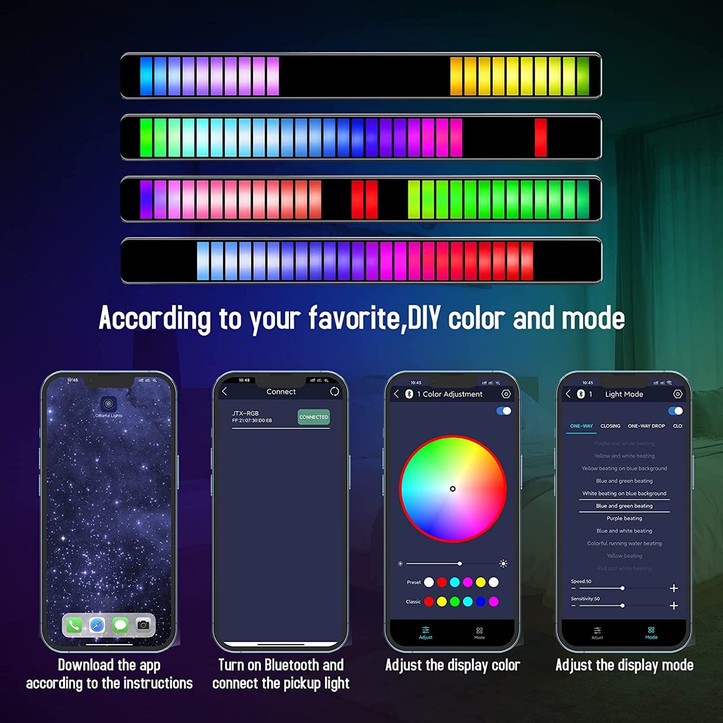 RGB Sound Control Music Pickup Rhythm Lights with APP & Built-in Battery
