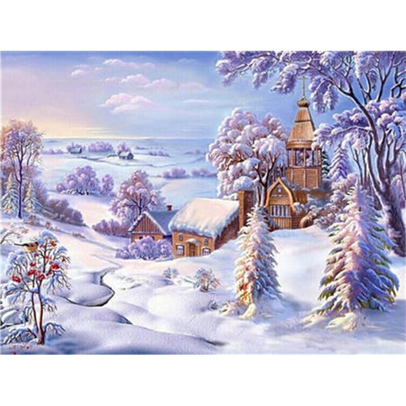 DIY 5D Diamond Painting House Diamond Embroidery Winter Snow Scenery Full Square/Round