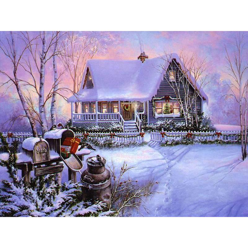 DIY 5D Diamond Painting House Diamond Embroidery Winter Snow Scenery Full Square/Round