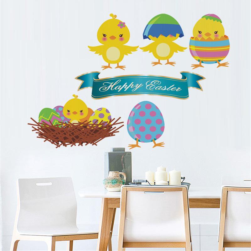 Happy Easter Egg Chicken Wall Sticker Living Room Bedroom Jh1037