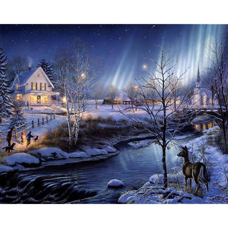 DIY 5D Diamond Painting House Diamond Embroidery Winter Snow Scenery Full Square/Round