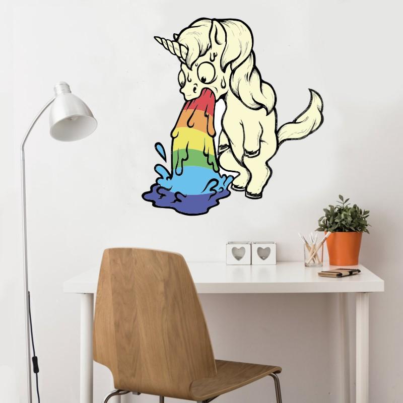 Funny Unicorn Vomiting Rainbow Toilet Sticker