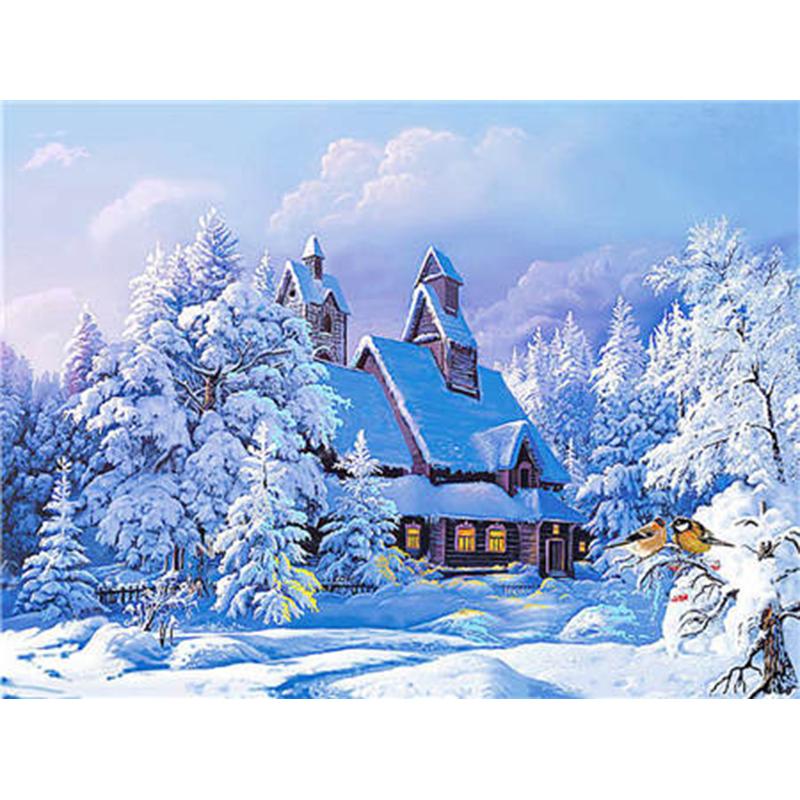 DIY 5D Diamond Painting House Diamond Embroidery Winter Snow Scenery Full Square/Round