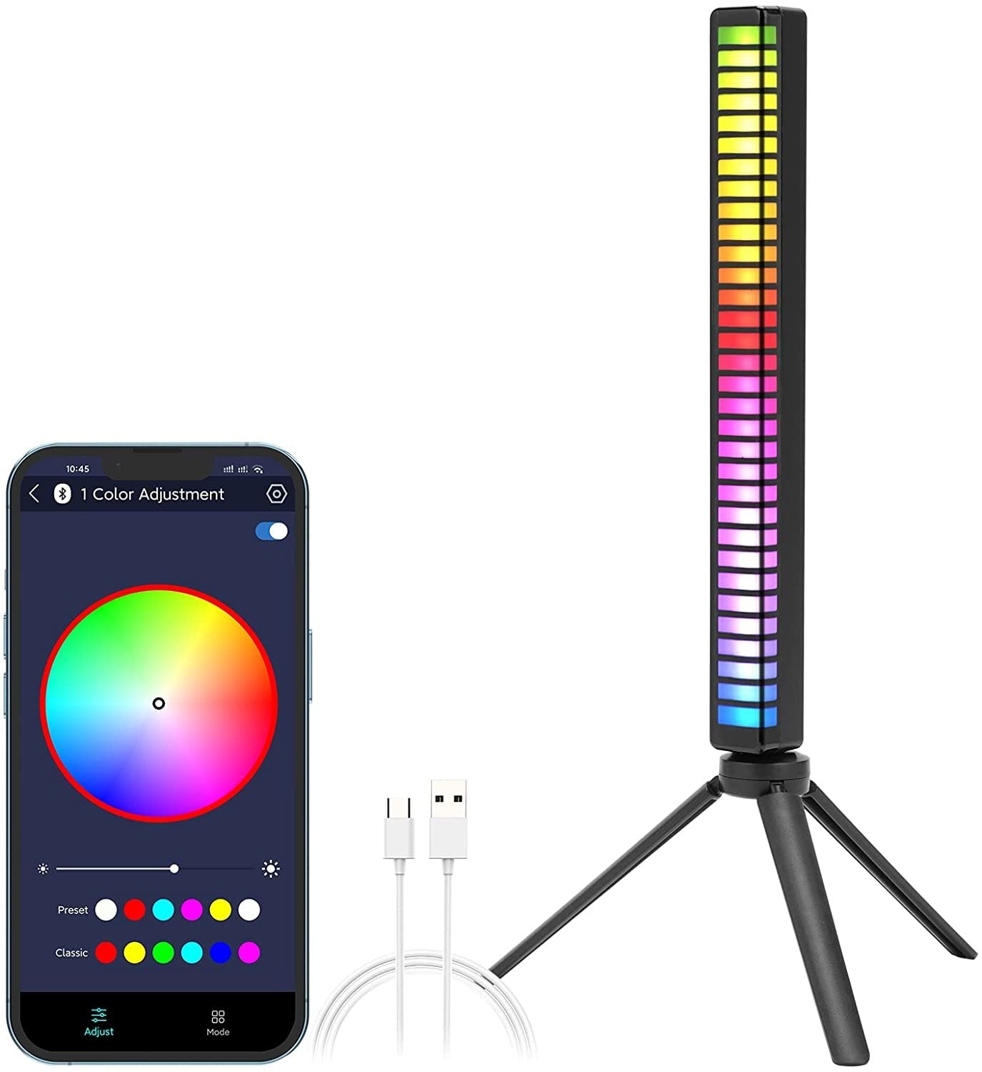 RGB Sound Control Music Pickup Rhythm Lights with APP & Built-in Battery