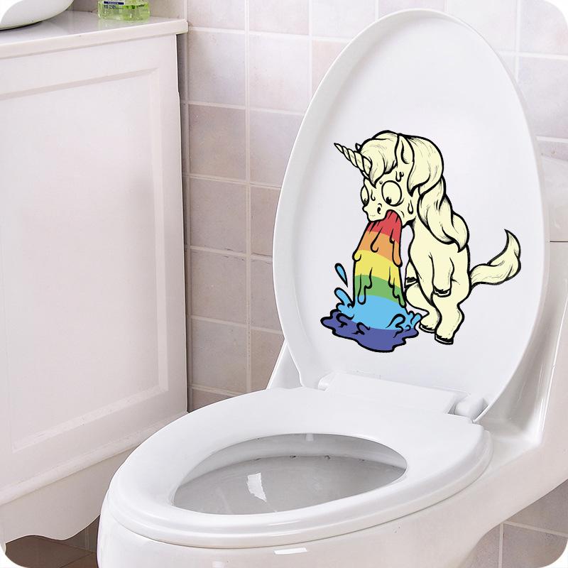 Funny Unicorn Vomiting Rainbow Toilet Sticker